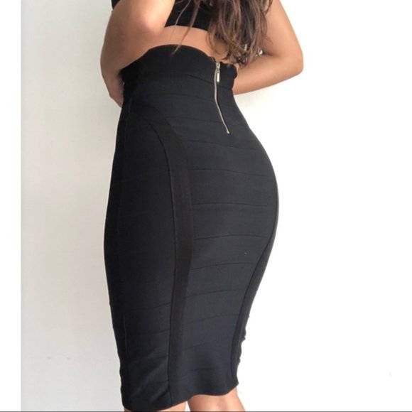 Bebe black bandage solid bandage midi skirt, NWT, XS - Picture 2 of 16